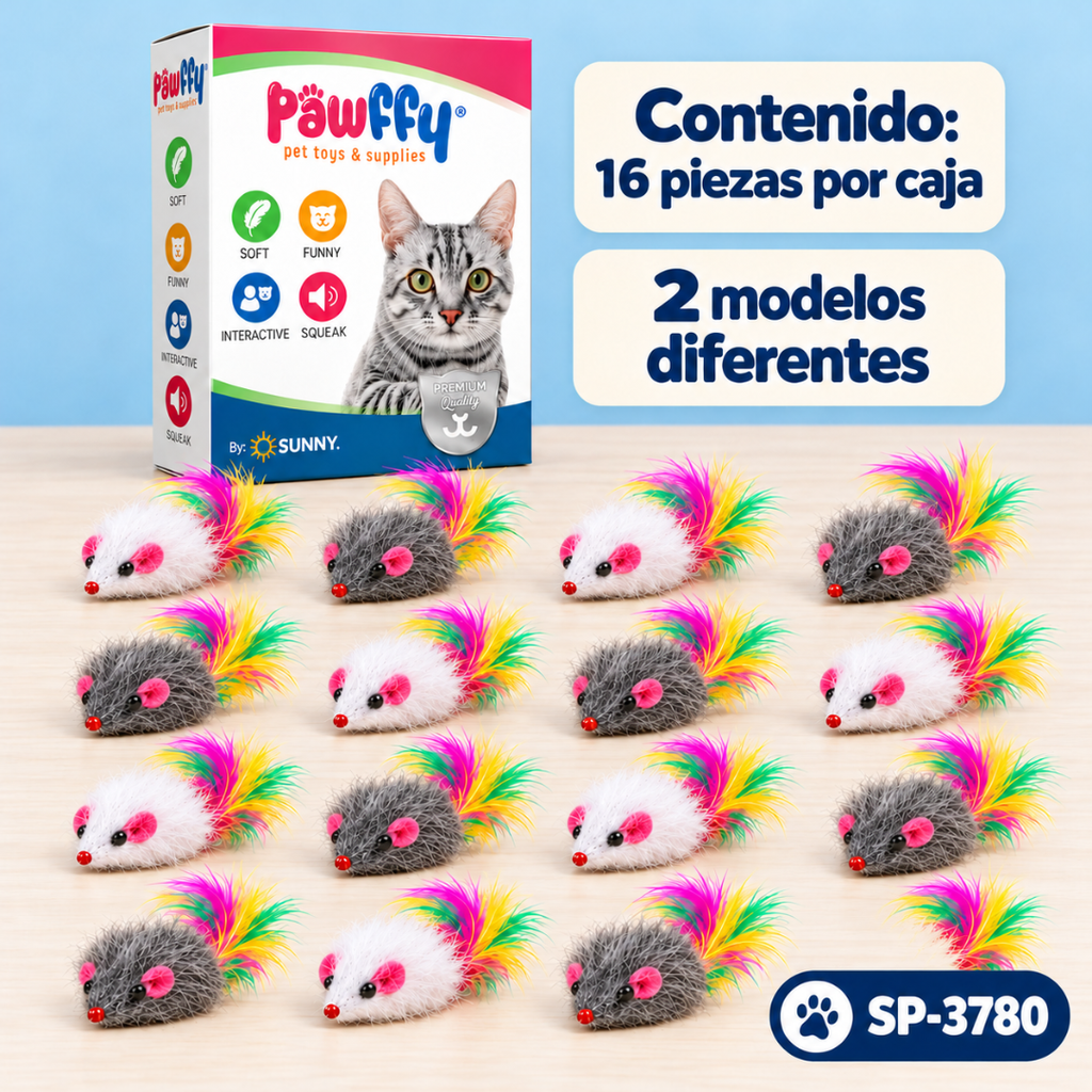 Ratoncillos Catnip Esponjoso 16 piezas