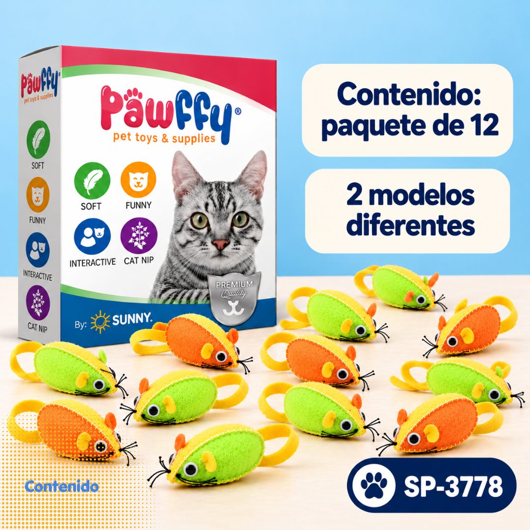 Ratones Soft CatNip 12 piezas