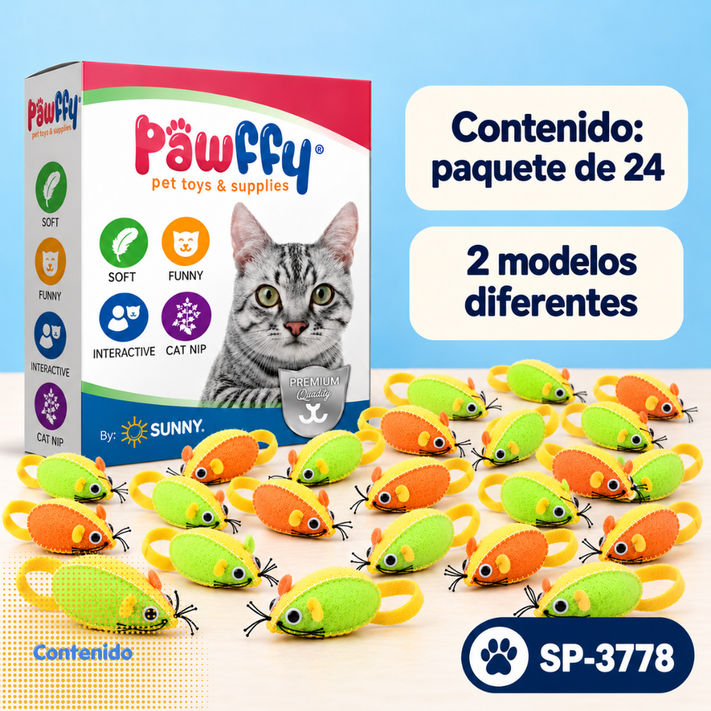 Ratones Soft CatNip 24 piezas