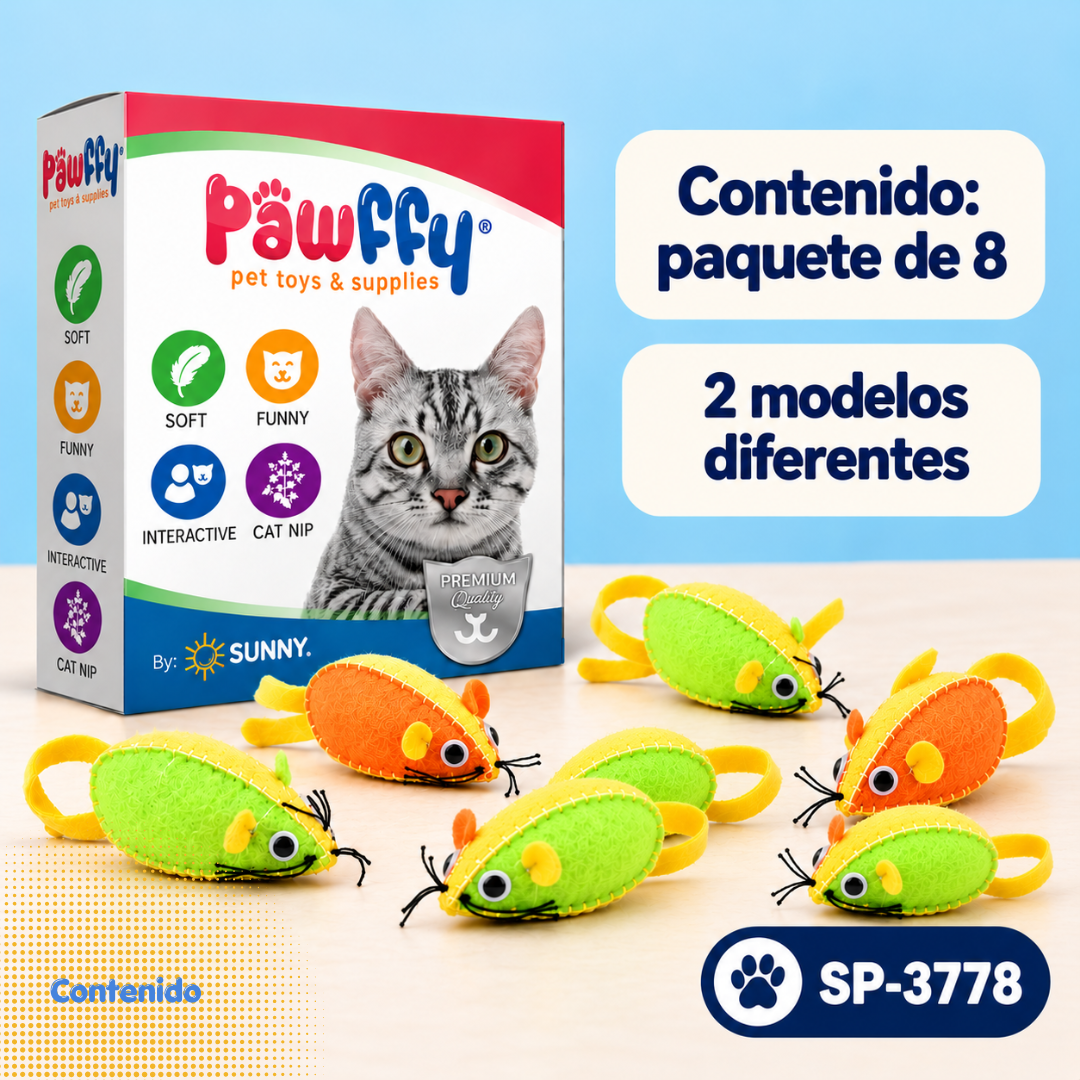 Ratones Soft CatNip 8 piezas